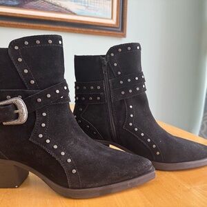 Crown Vintage Black Ankle Boots with Studs